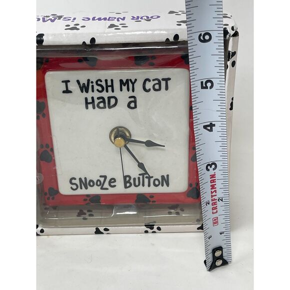 New "I WISH MY CAT HAD A SNOOZE BUTTON" NEW CLOCK Boxed by Our Name is Mud ~Cats - Picture 5 of 6
